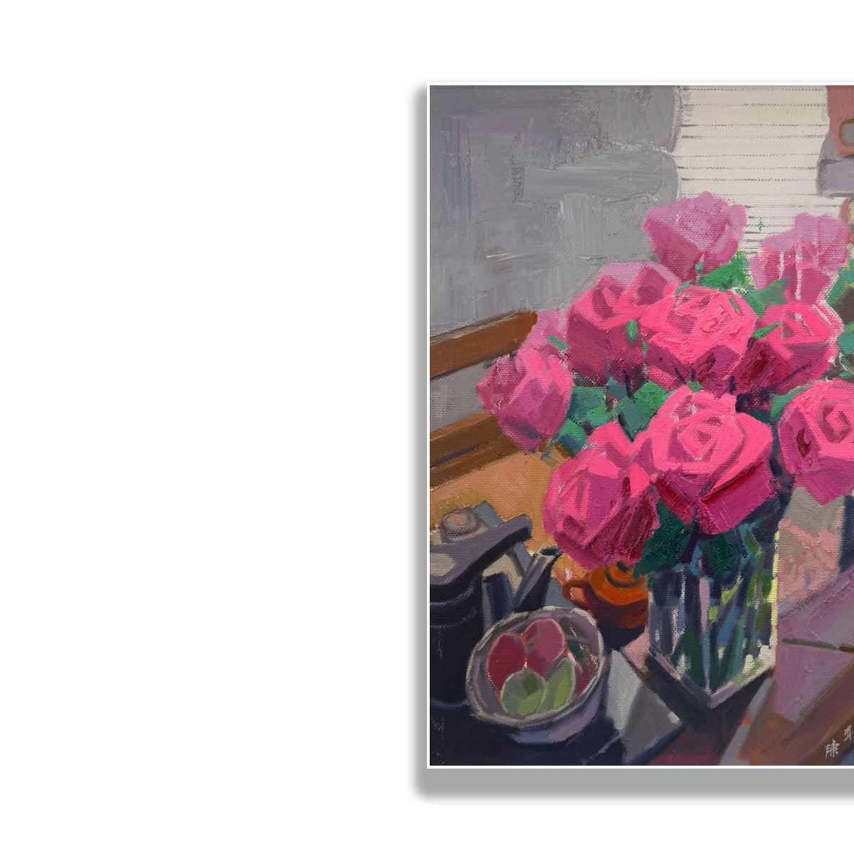 晓红艺术空间 I 5 层展厅原创手绘油画作品《玫语倾心》