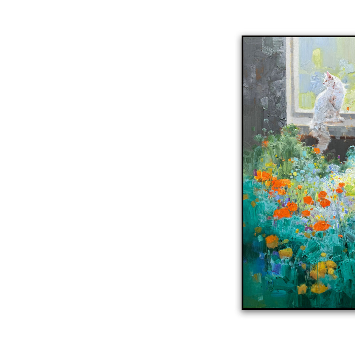 晓红艺术空间 I 5 层展厅原创手绘油画《窗畔猫语》