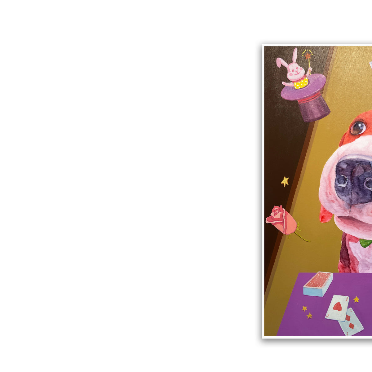 晓红艺术空间 I 5 层展厅原创手绘油画《萌犬戏法》