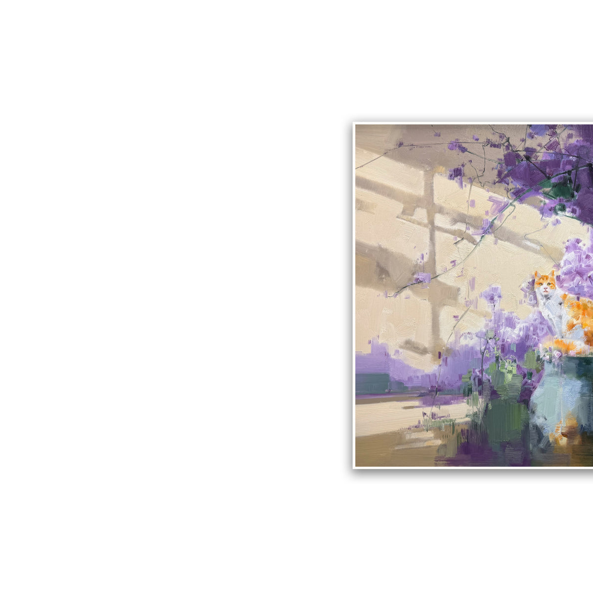 晓红艺术空间 I 5 层展厅原创手绘油画《紫藤猫语》