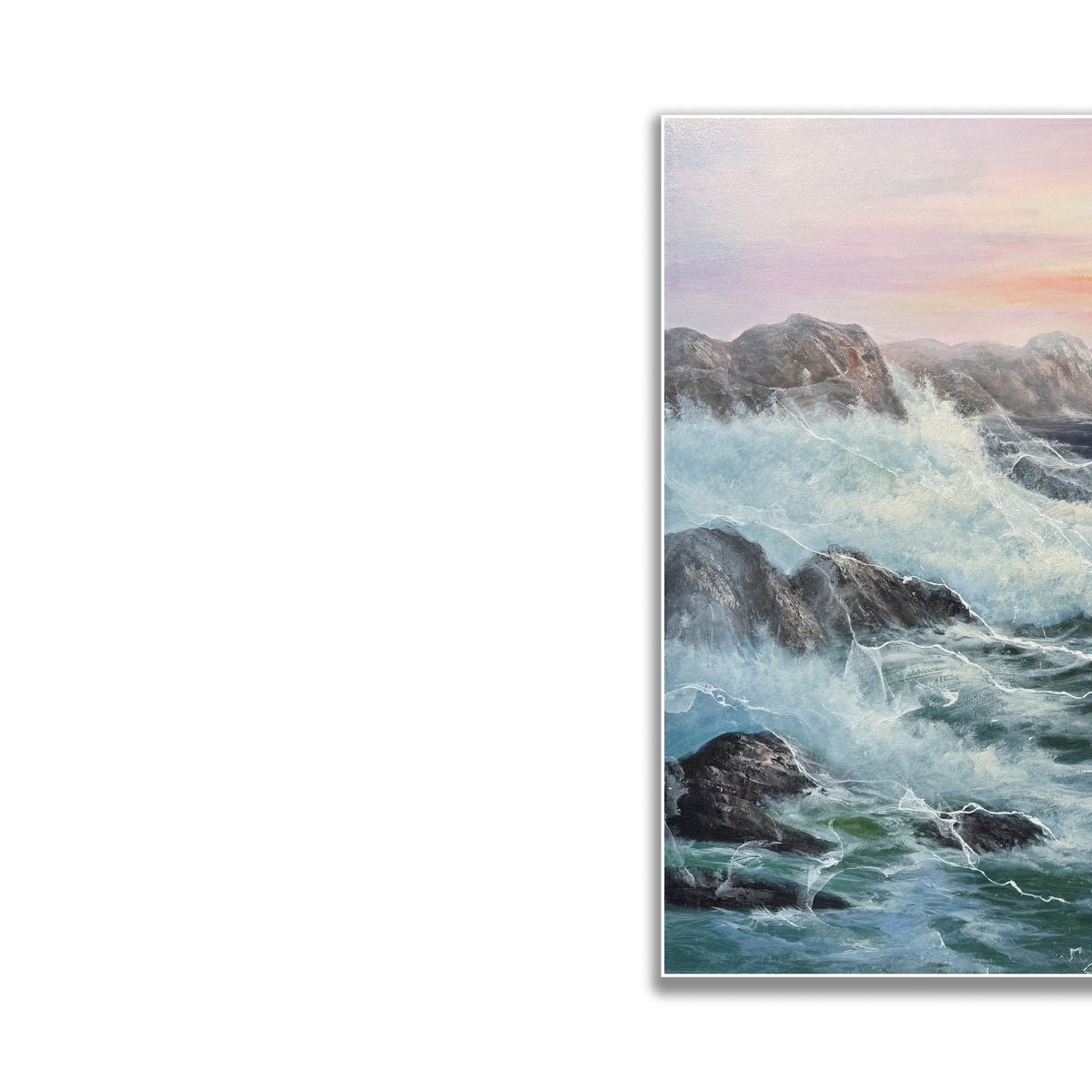 晓红艺术空间 I 5 层展厅原创手绘油画《金浪拍岸》