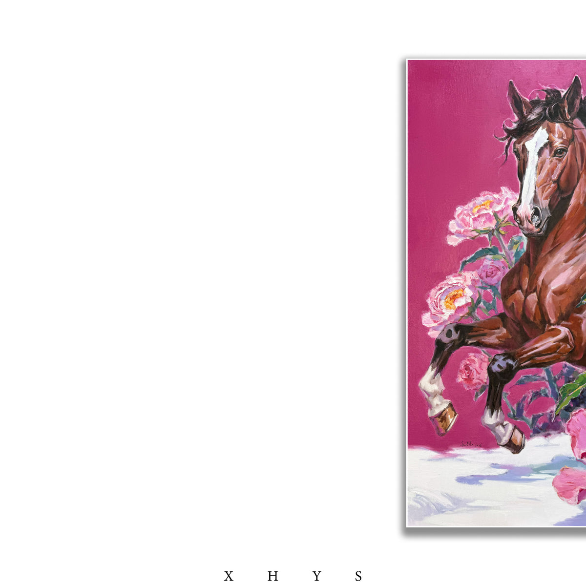 晓红艺术空间 I 5 层展厅原创手绘油画《马踏富贵》