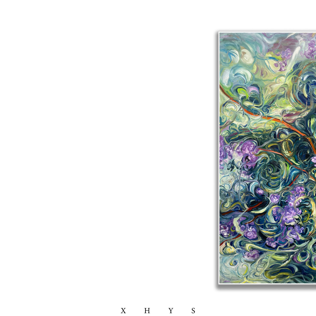 晓红艺术空间 I 5 层展厅原创手绘油画《紫气花开》