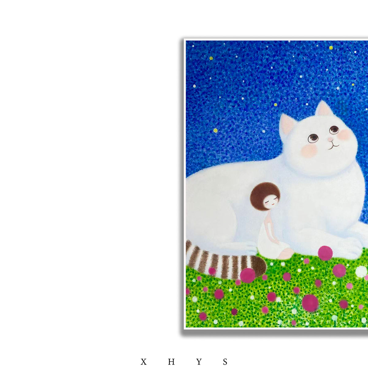 晓红艺术空间 I 5 层展厅原创手绘油画作品《猫与少女》