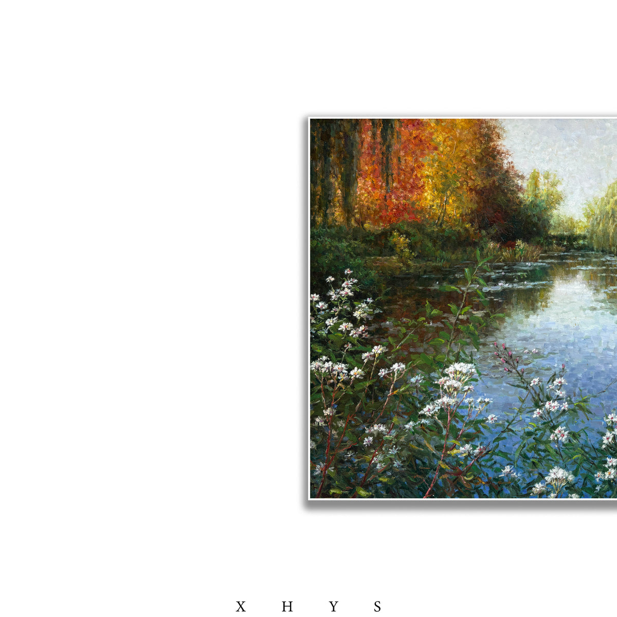 晓红艺术空间 I 5 层展厅原创手绘油画作品《平湖花影》