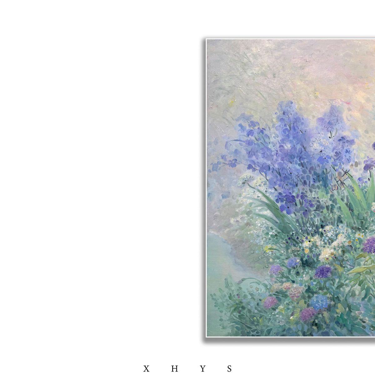 晓红艺术空间 I 5 层展厅原创手绘油画《蓝雾花间》