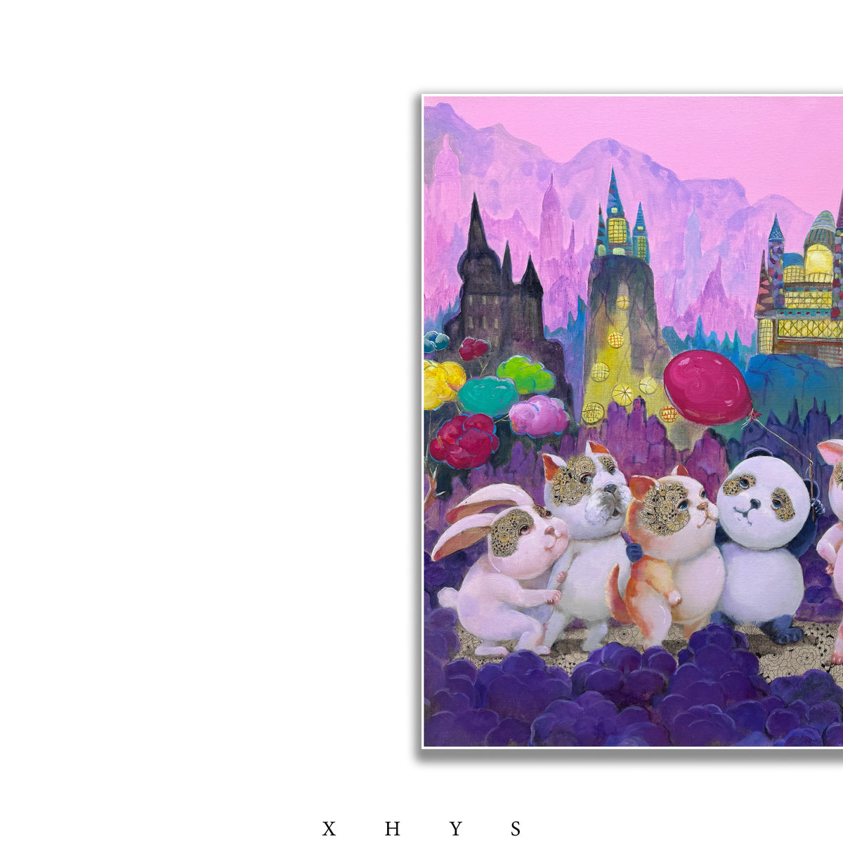 晓红艺术空间 I 5 层展厅原创手绘油画《夜晚探险队》