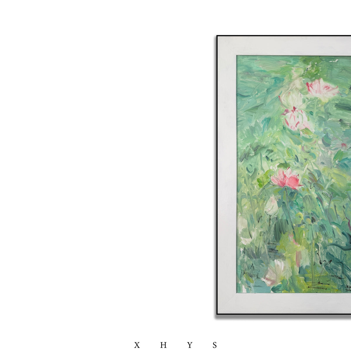 晓红艺术空间 I 5 层展厅原创手绘油画作品《绿水香荷》
