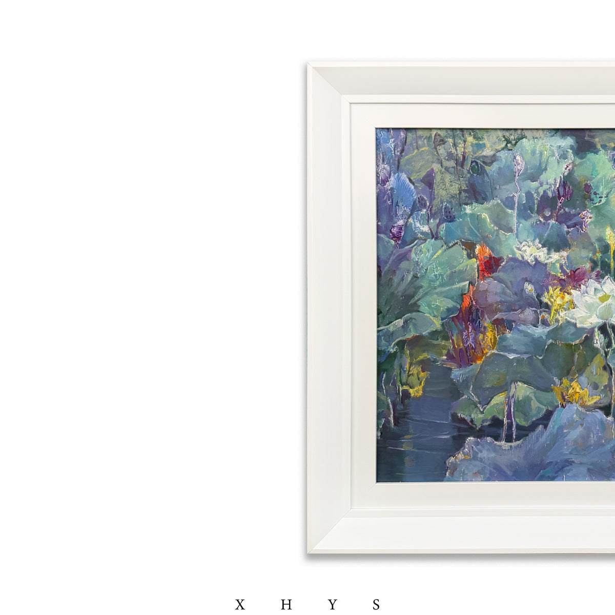 晓红艺术空间 I 5 层展厅原创手绘油画作品《莲塘晚色》