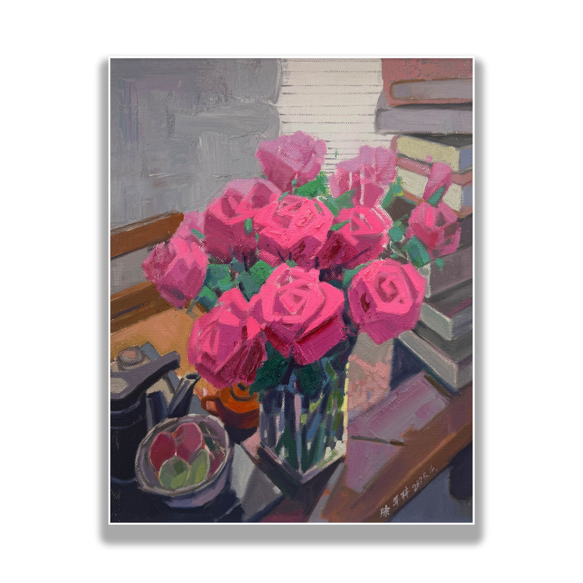 晓红艺术空间 I 5 层展厅原创手绘油画作品《玫语倾心》