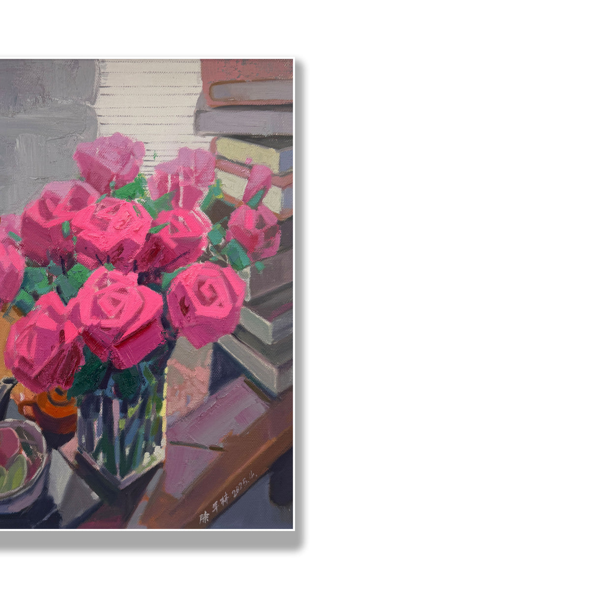 晓红艺术空间 I 5 层展厅原创手绘油画作品《玫语倾心》