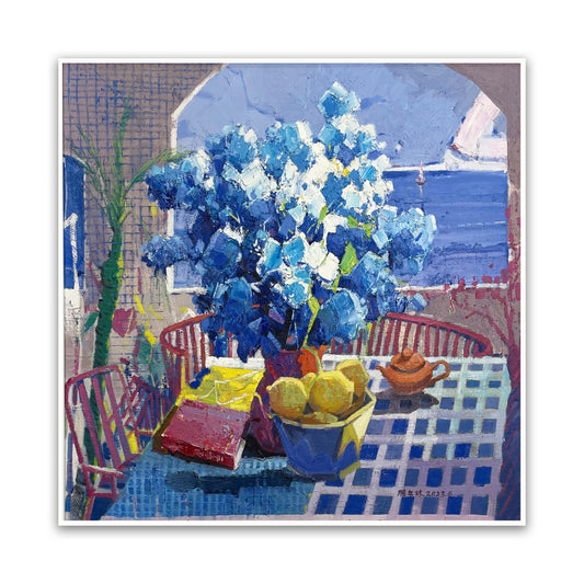 晓红艺术空间 I 5 层展厅原创手绘油画作品《观海之蓝色心情》