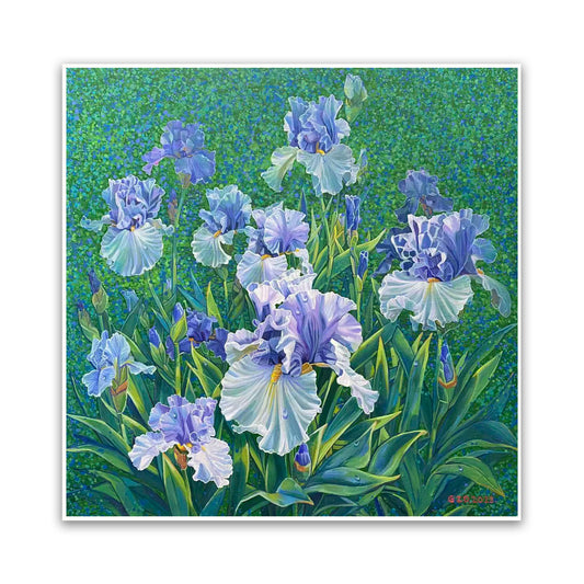 晓红艺术空间 I 5 层展厅原创手绘油画作品《鸢尾凝香》