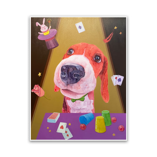 晓红艺术空间 I 5 层展厅原创手绘油画《萌犬戏法》