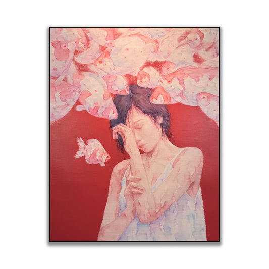 晓红艺术空间 I 5 层展厅原创手绘油画《绯鱼梦影》