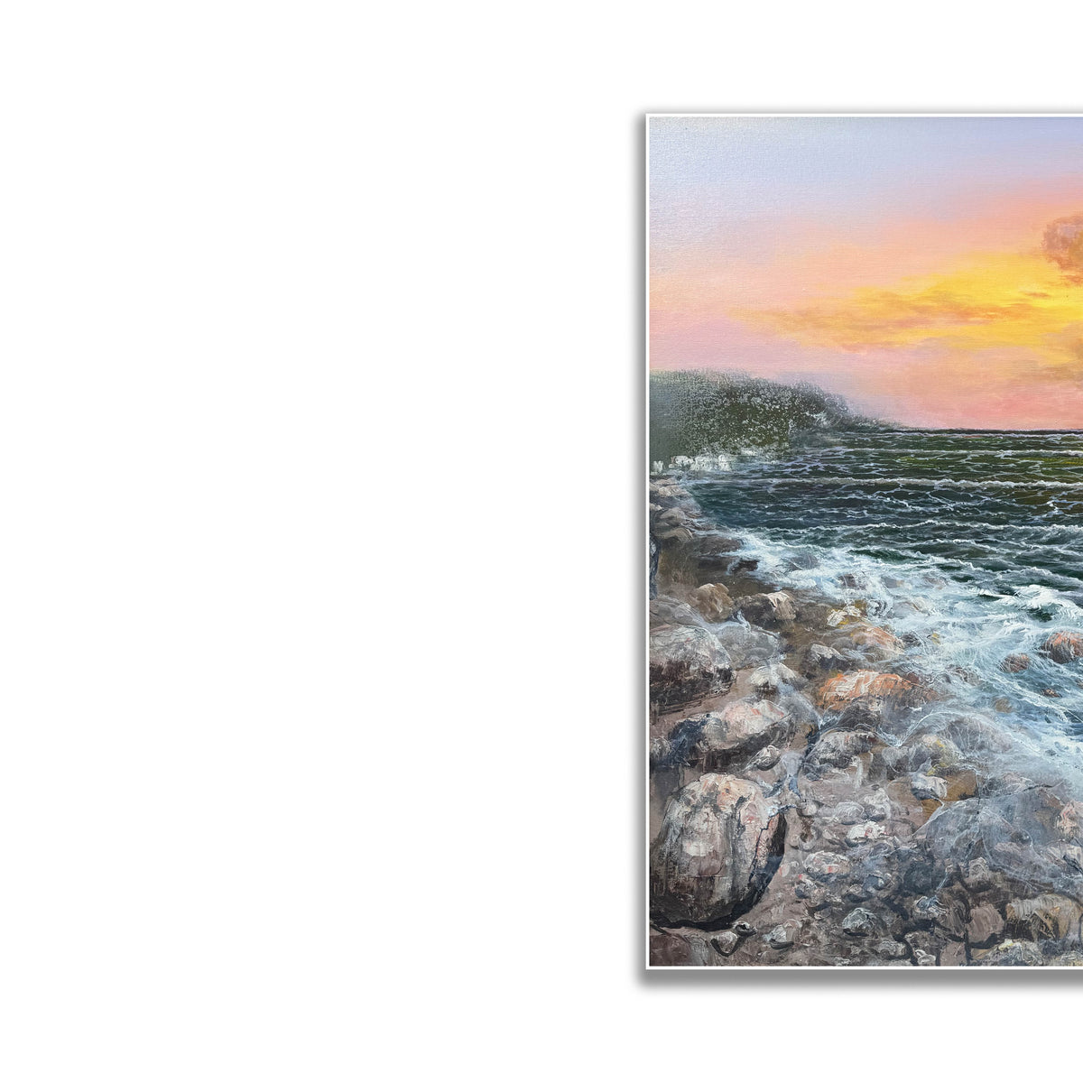 晓红艺术空间 I 5 层展厅原创手绘油画《晨光海岸》