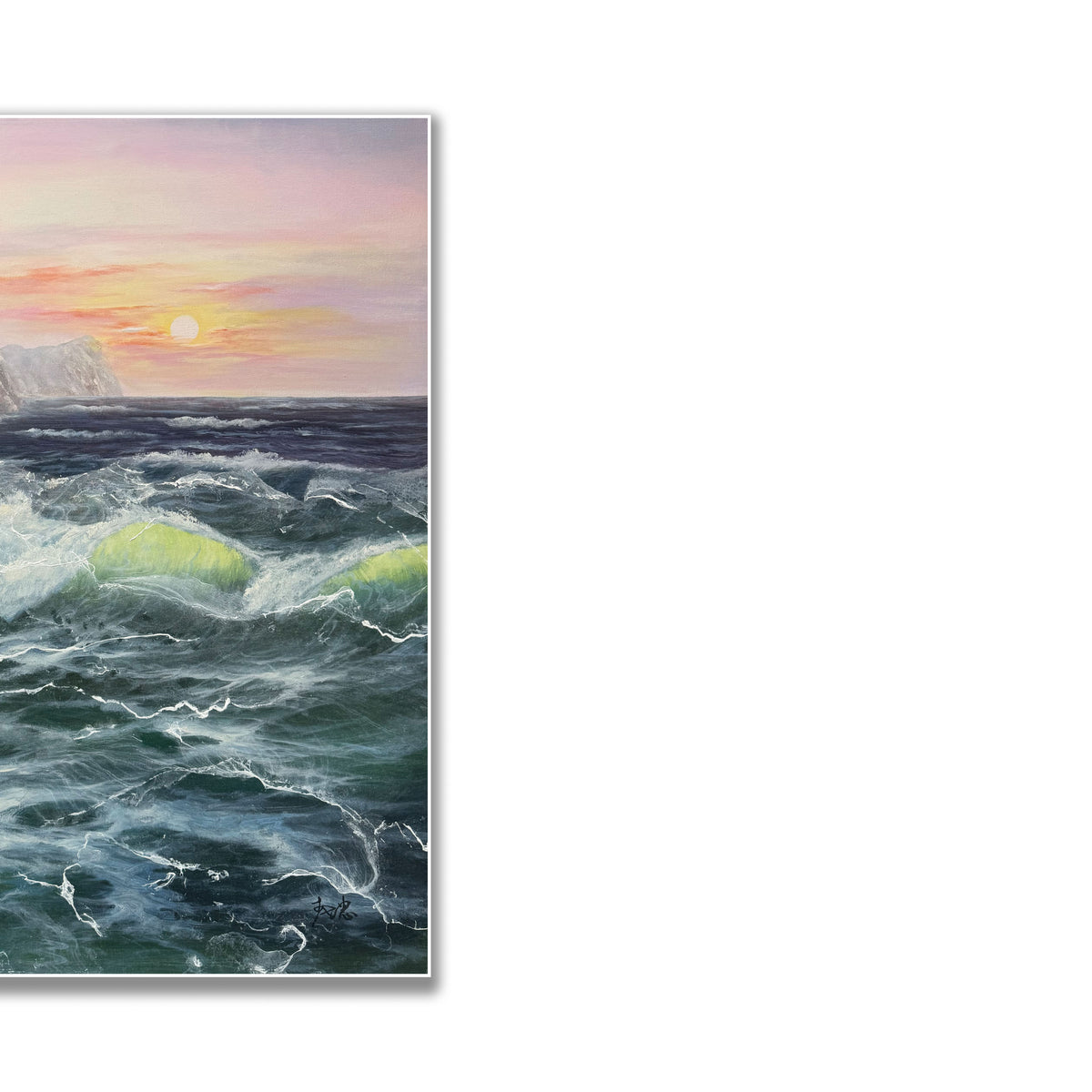 晓红艺术空间 I 5 层展厅原创手绘油画《金浪拍岸》