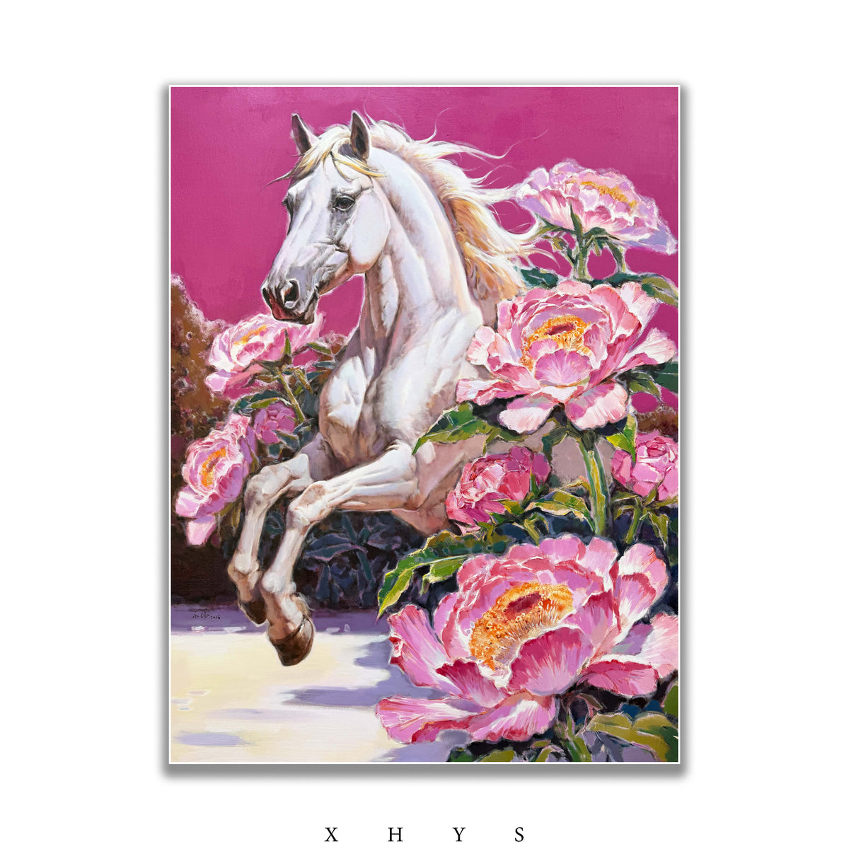 晓红艺术空间 I 5 层展厅原创手绘油画《白马呈祥》