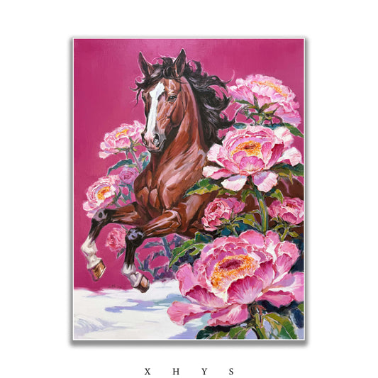 晓红艺术空间 I 5 层展厅原创手绘油画《马踏富贵》