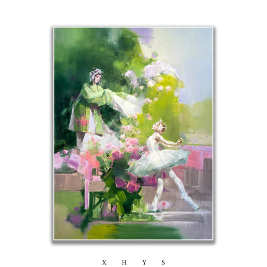 晓红艺术空间 I 5 层展厅原创手绘油画《双韵合芳》