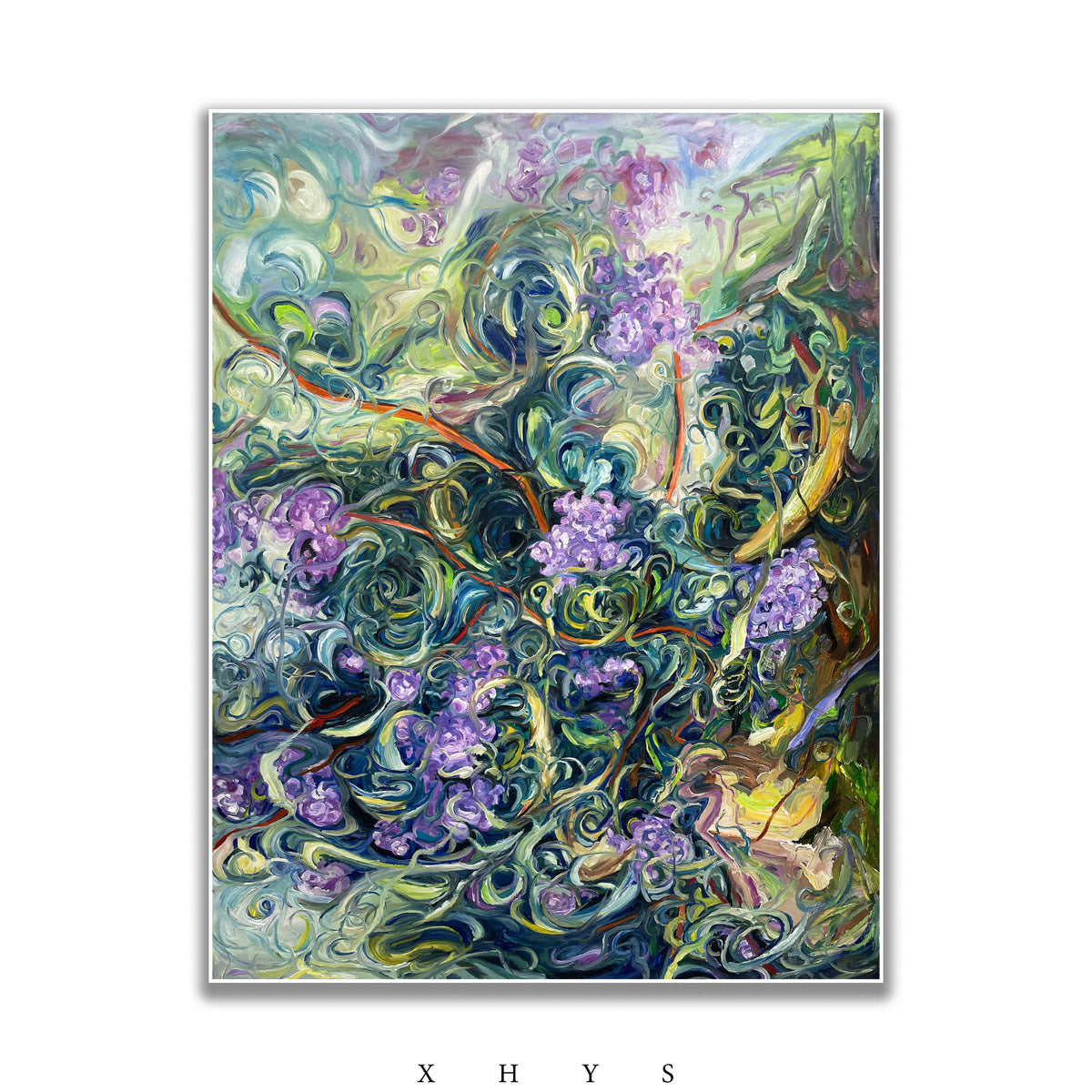 晓红艺术空间 I 5 层展厅原创手绘油画《紫气花开》