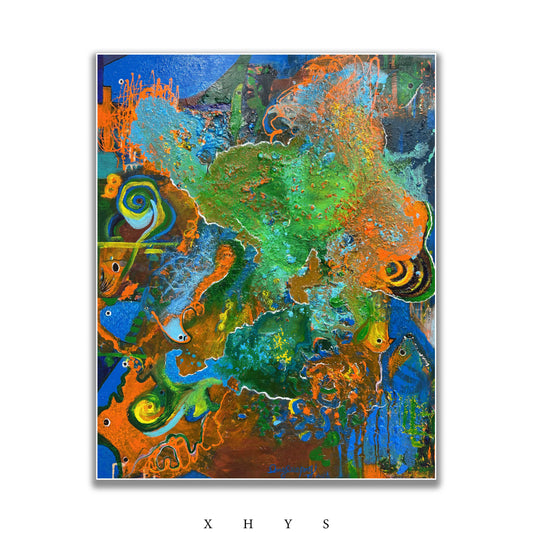 晓红艺术空间 I 5 层展厅原创手绘油画《福鱼来》