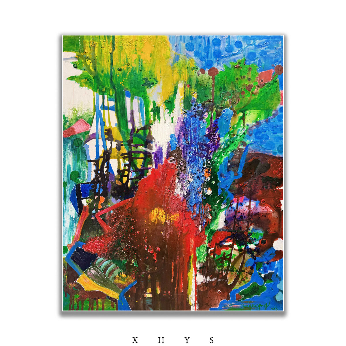晓红艺术空间 I 5 层展厅原创手绘油画《红火盛境》