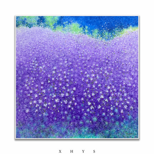 晓红艺术空间 I 5 层展厅原创手绘油画作品《紫雾花田》