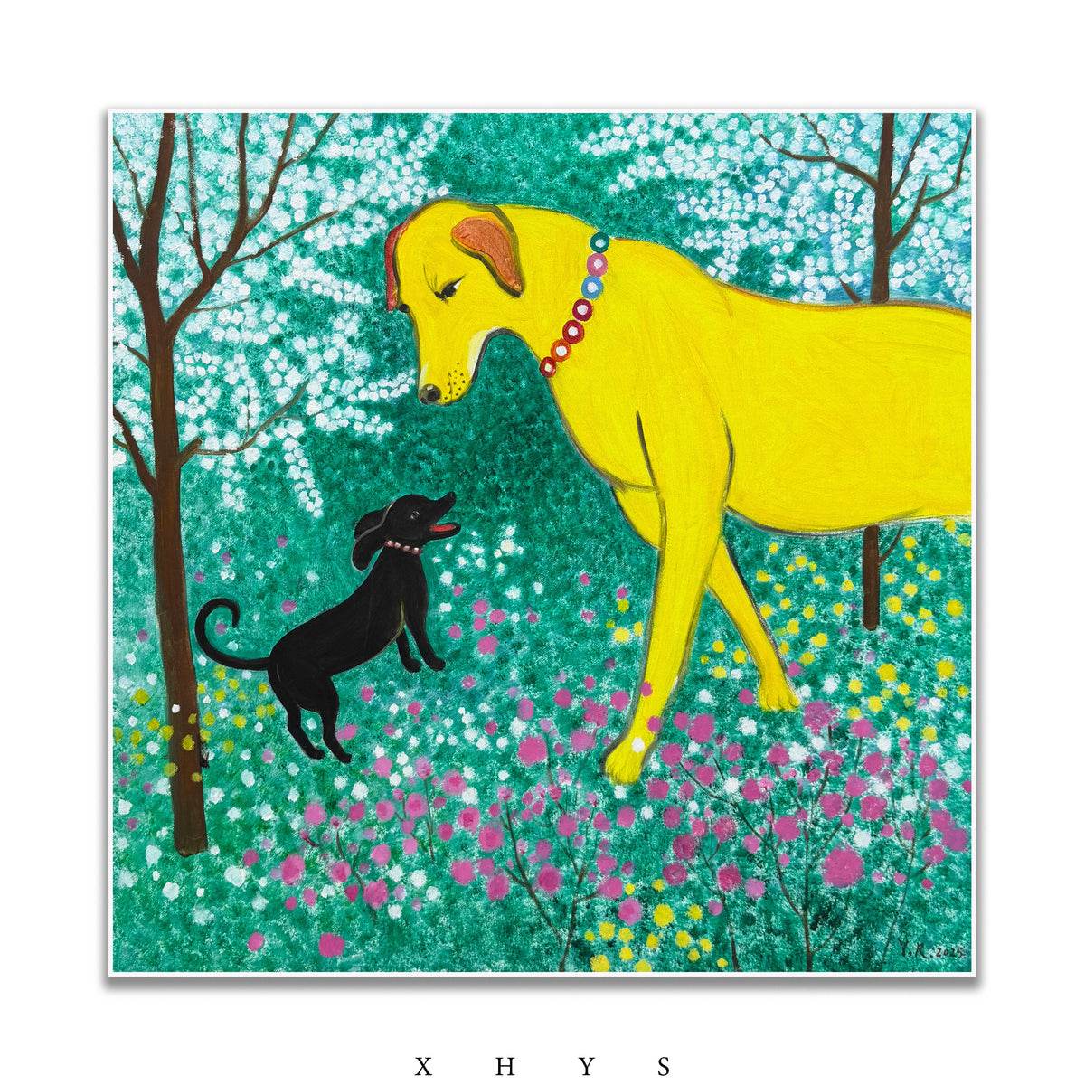 晓红艺术空间 I 5 层展厅原创手绘油画作品《春日玩伴》