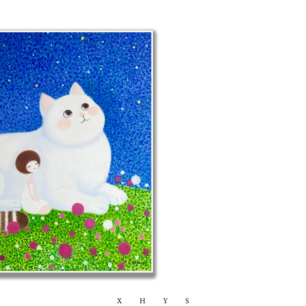 晓红艺术空间 I 5 层展厅原创手绘油画作品《猫与少女》