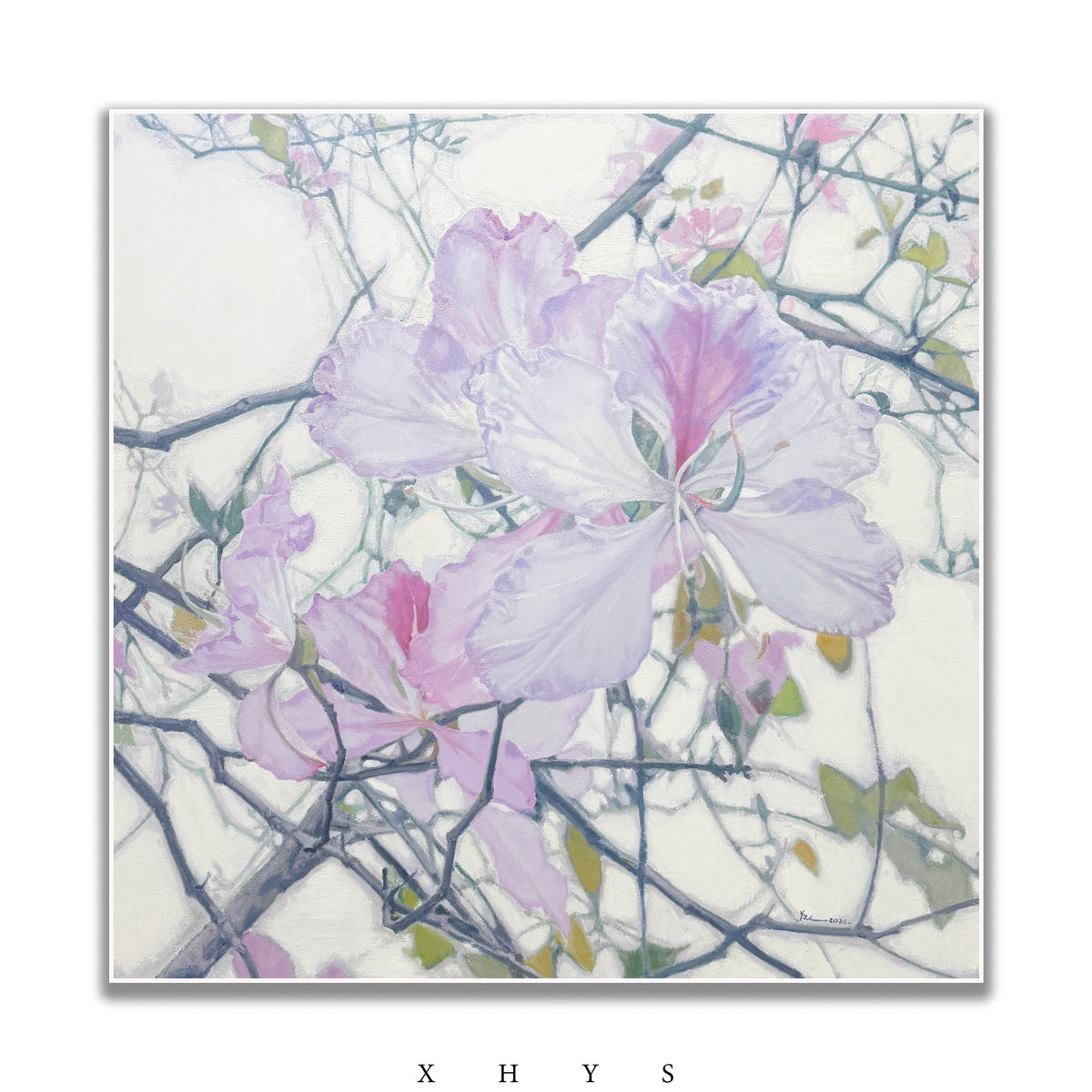 晓红艺术空间 I 5 层展厅原创手绘油画作品《晴花紫韵》