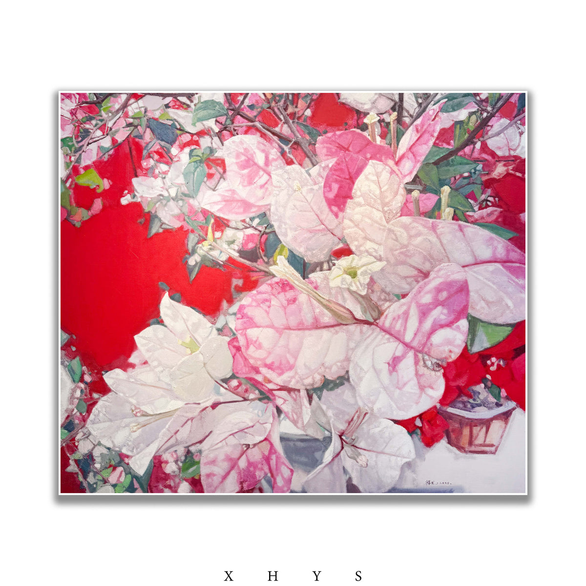 晓红艺术空间 I 5 层展厅原创手绘油画作品《三角梅影》