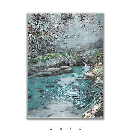 晓红艺术空间 I 5 层展厅原创手绘油画作品《石间清泉》