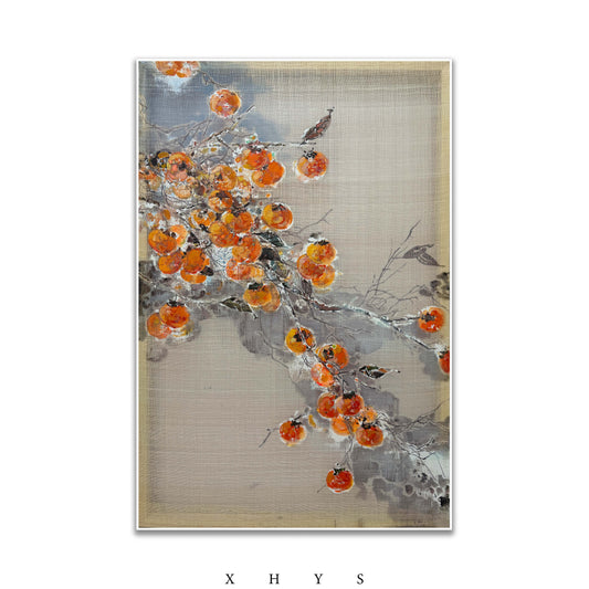 晓红艺术空间 I 5 层展厅原创手绘油画作品《柿柿如意》