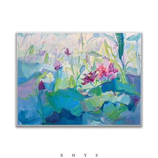 晓红艺术空间 I 5 层展厅原创手绘油画作品《碧荷》