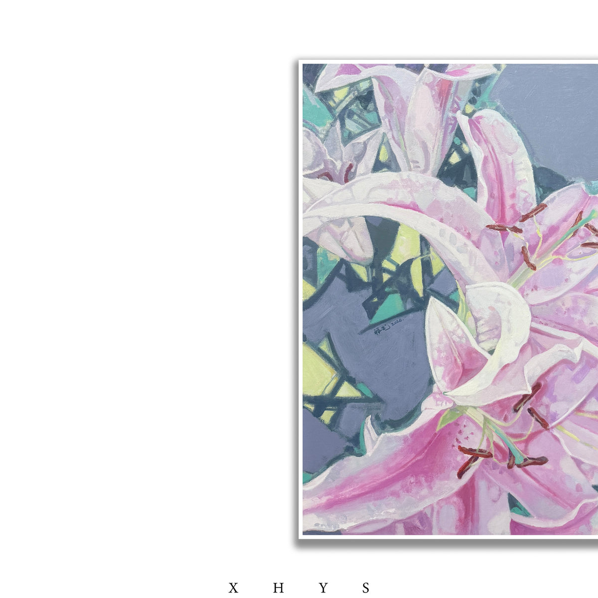 晓红艺术空间 I 5 层展厅原创手绘油画《百合棠》