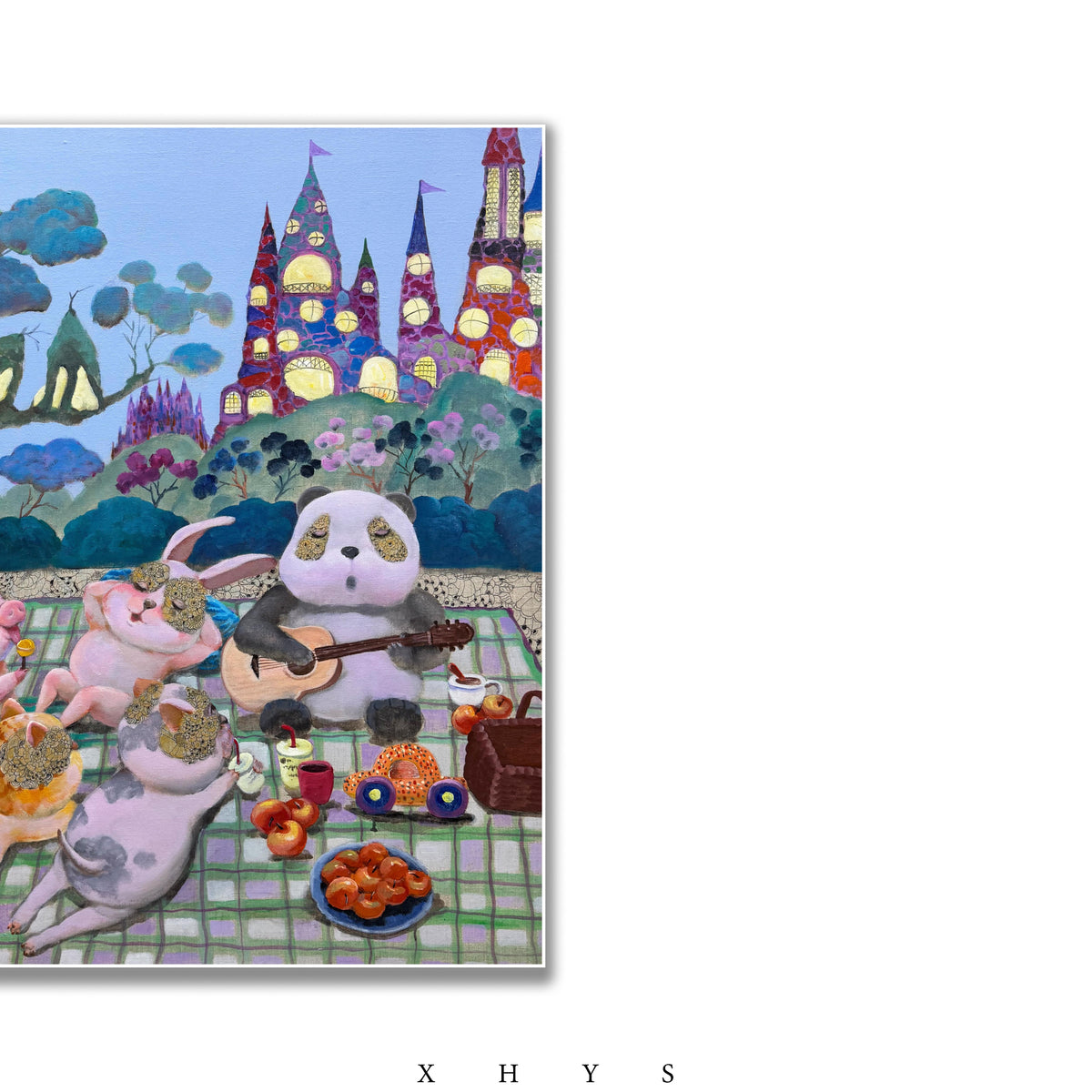 晓红艺术空间 I 5 层展厅原创手绘油画《林间野餐》