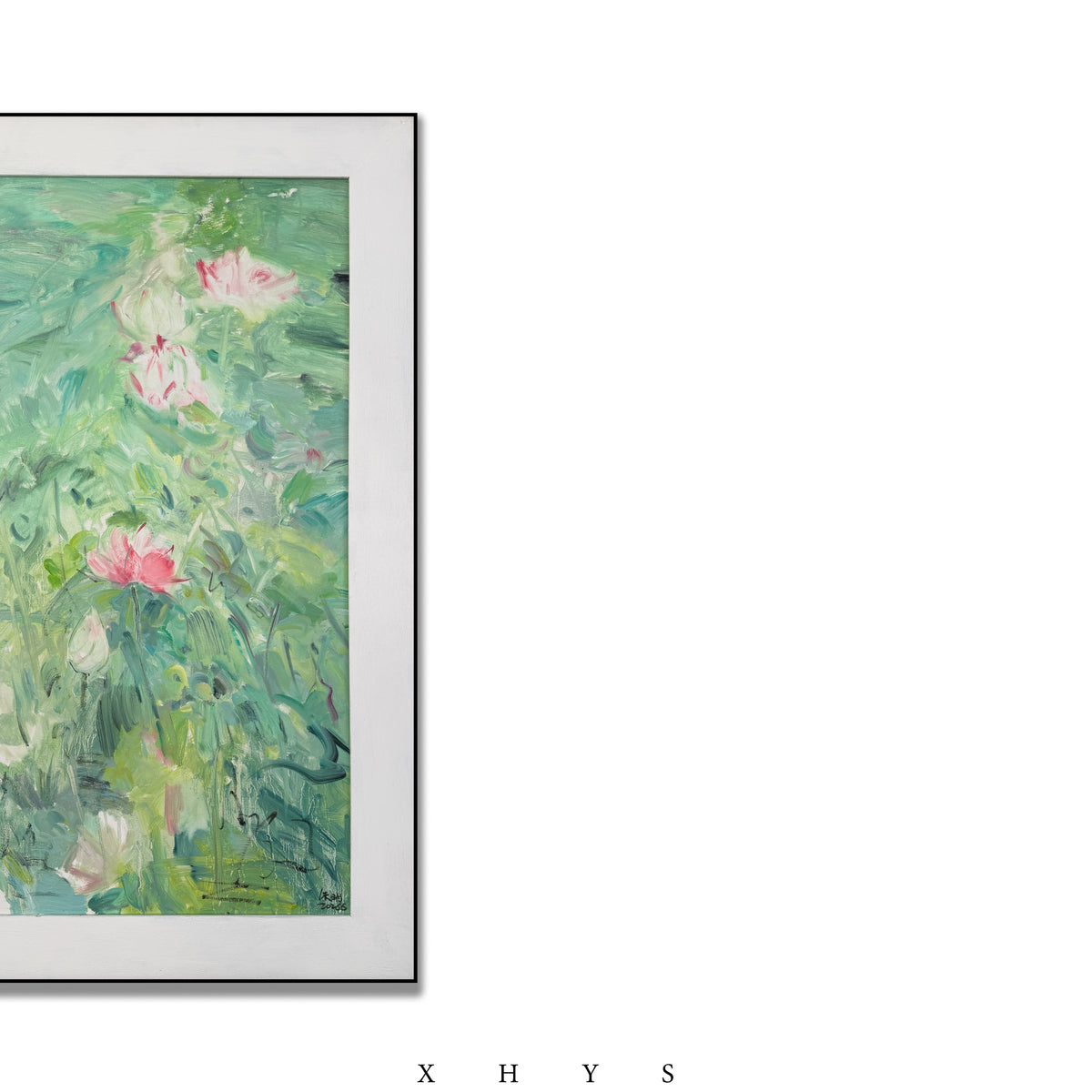 晓红艺术空间 I 5 层展厅原创手绘油画作品《绿水香荷》
