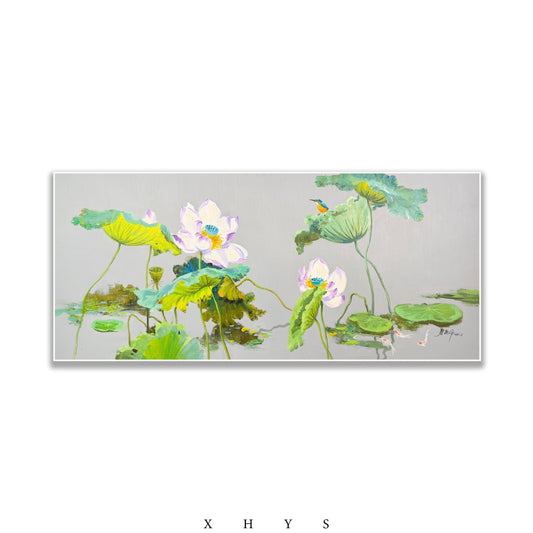 晓红艺术空间 I 5 层展厅原创手绘油画作品《翠池清观》