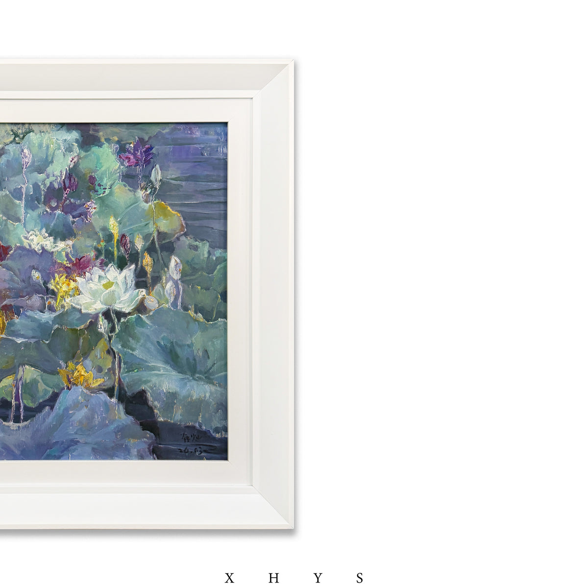 晓红艺术空间 I 5 层展厅原创手绘油画作品《莲塘晚色》