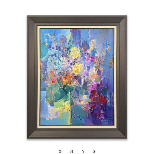 晓红艺术空间 I 5 层展厅原创手绘油画作品《蓝庭｜花漪》