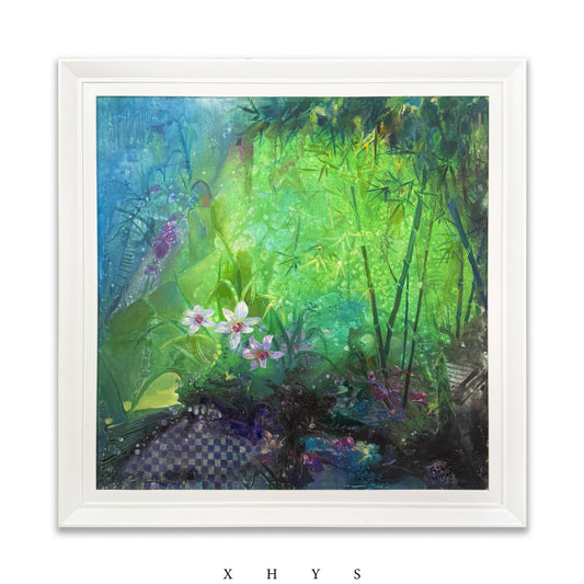 晓红艺术空间 I 5 层展厅原创手绘油画作品《竹涧》