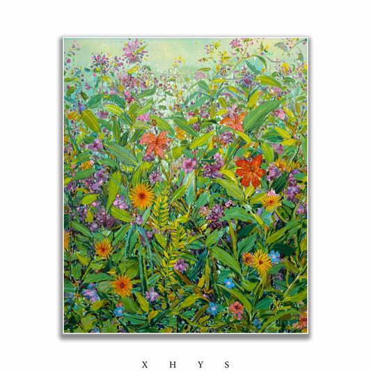 晓红艺术空间 I 5 层展厅原创手绘油画作品《青野芳丛》