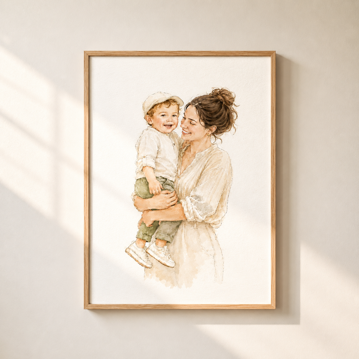 Personalized Family Watercolor Portrait, Custom Parent & Child Portrait from Photo