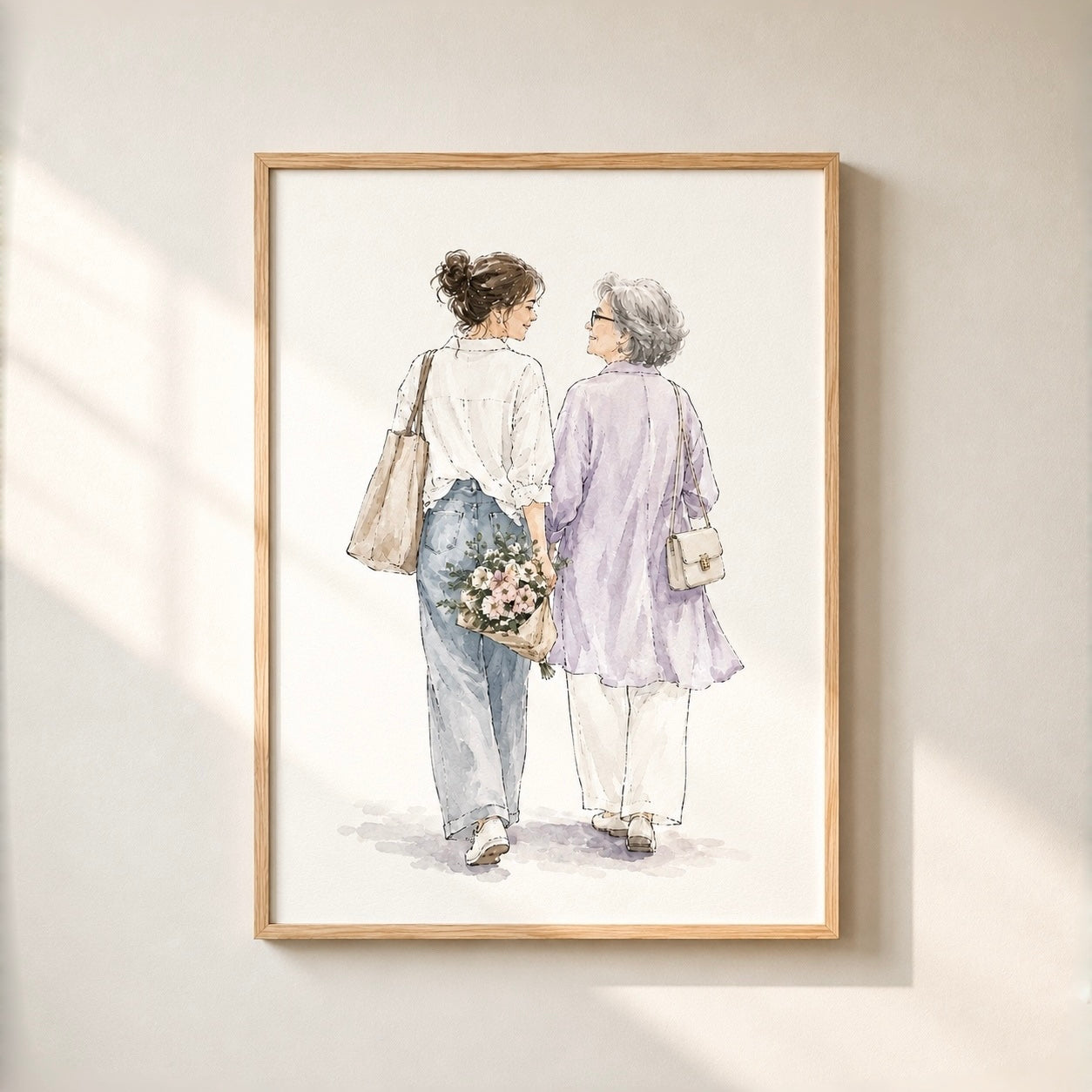 Personalized Family Watercolor Portrait, Custom Parent & Child Portrait from Photo