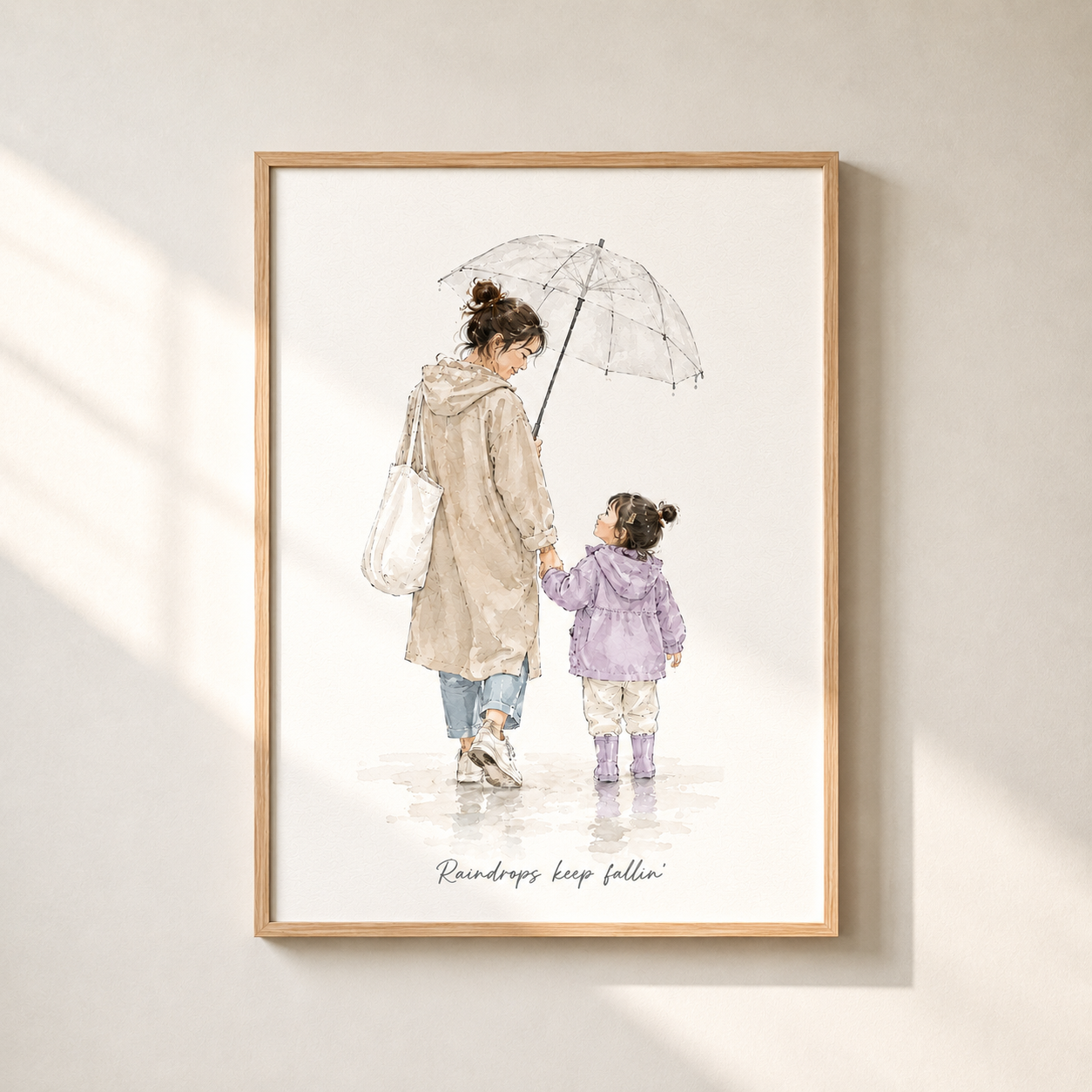 Personalized Family Watercolor Portrait, Custom Parent & Child Portrait from Photo