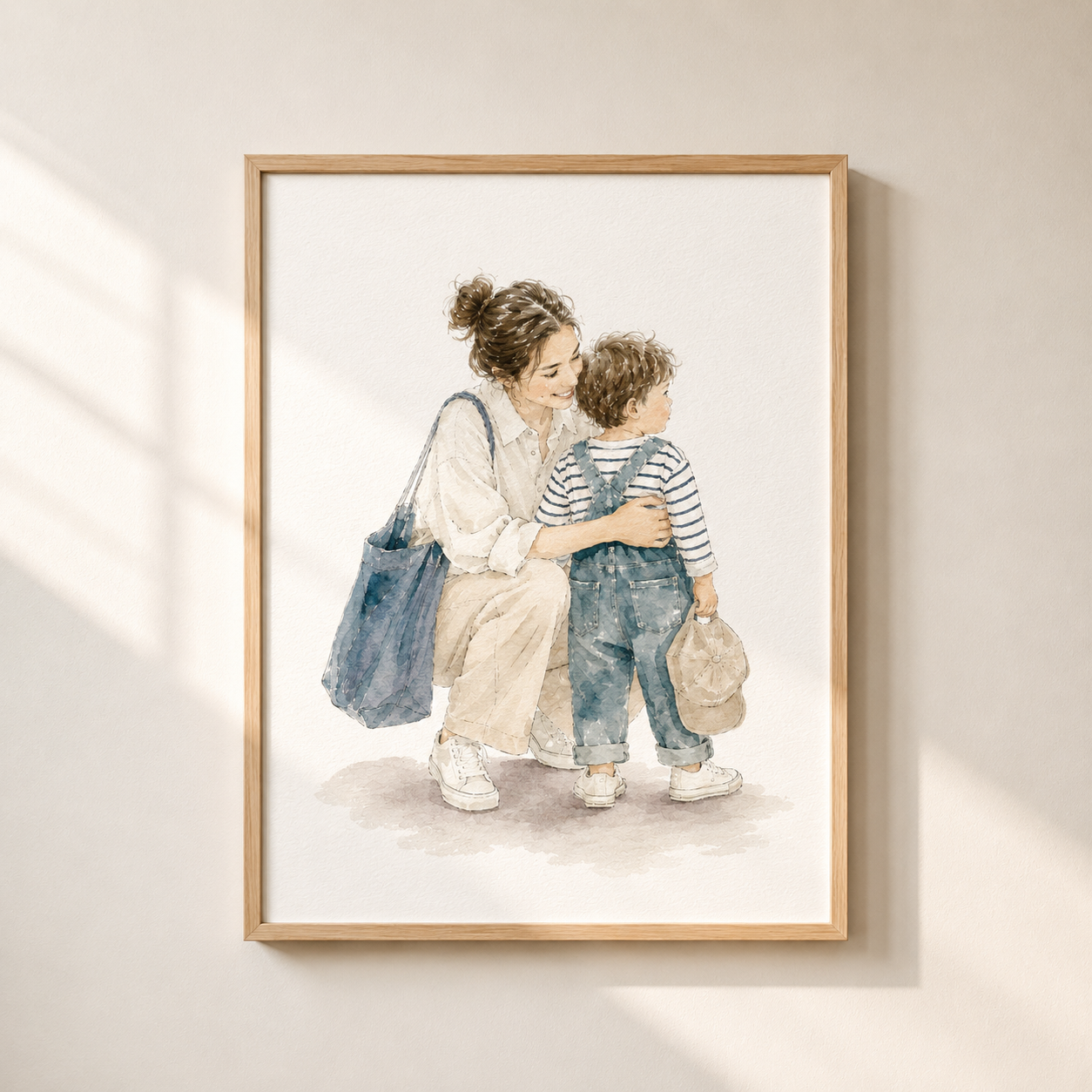 Personalized Family Watercolor Portrait, Custom Parent & Child Portrait from Photo