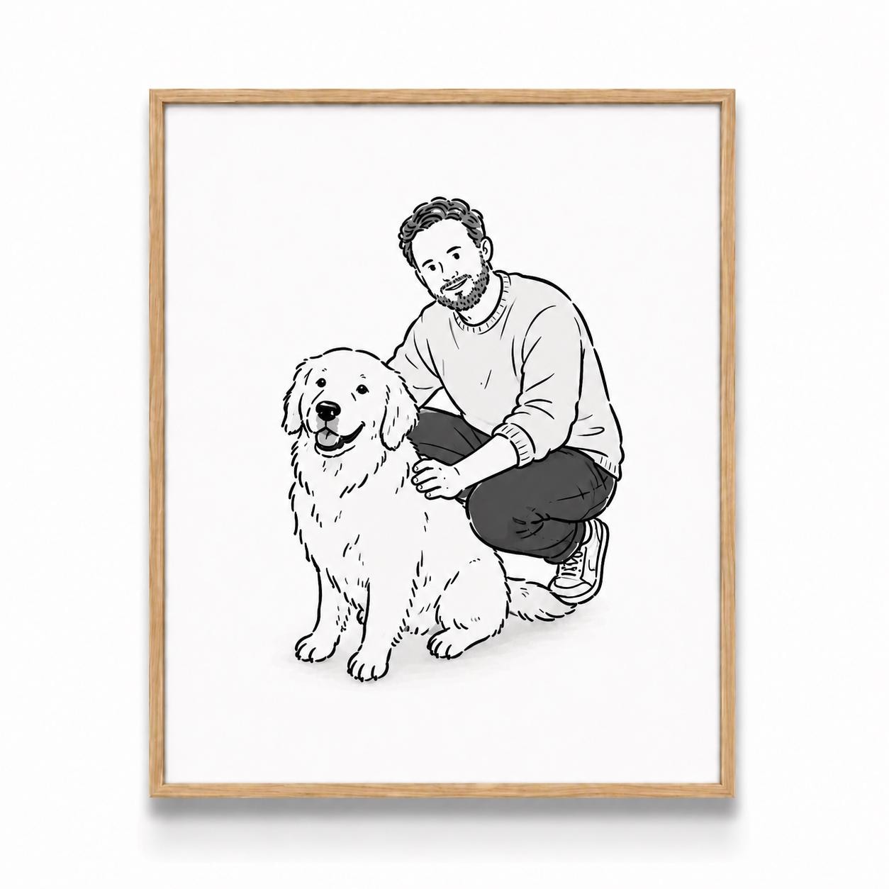 Custom Family & Pet Line Art Portrait | Personalized Portrait From Photo