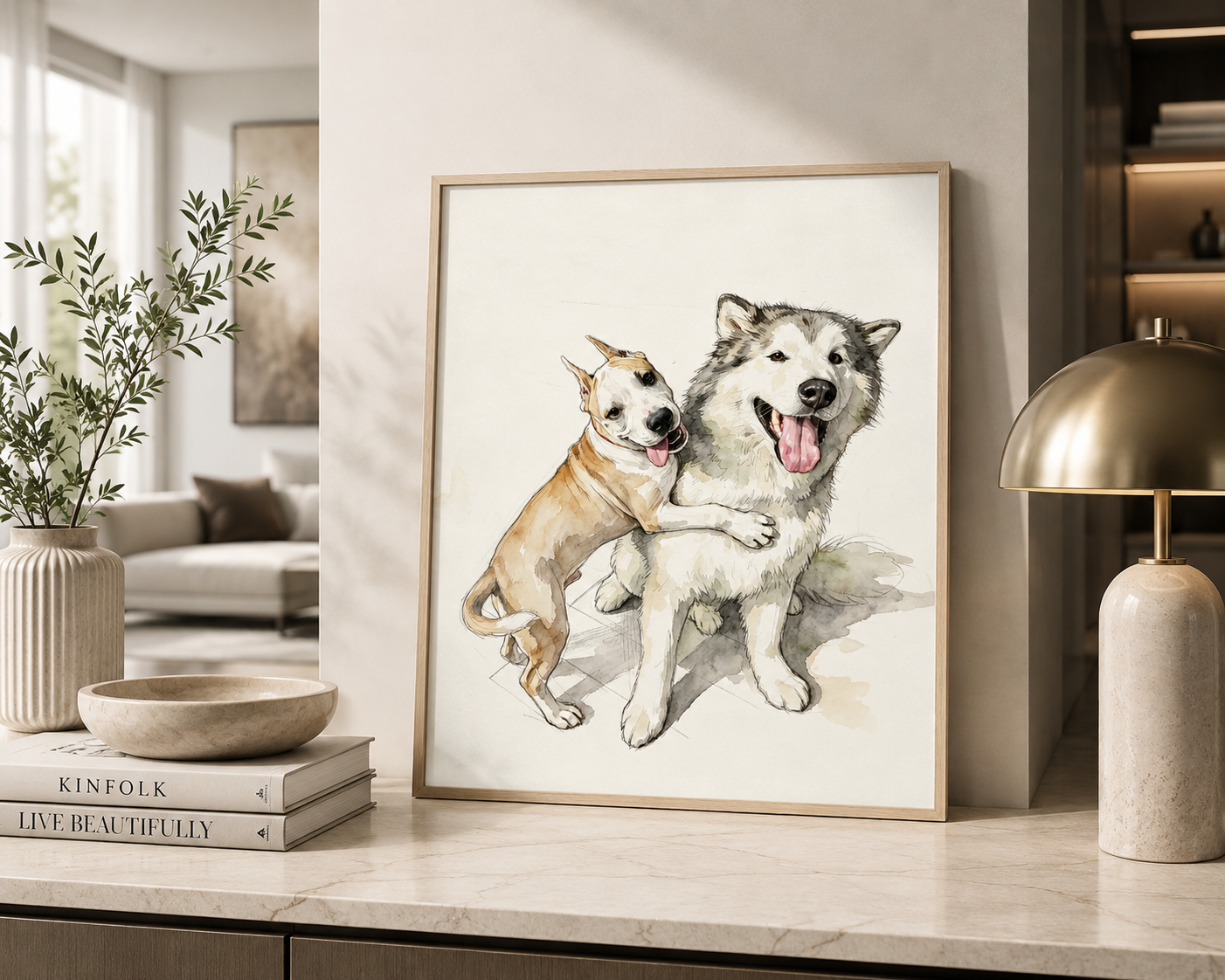 Custom Pet Watercolor Portrait, Personalized Dog & Cat Portrait from Photo